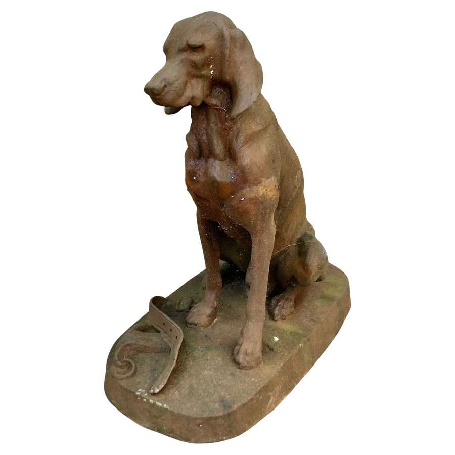 Cast Iron Statue of a Seated Hunting Dog    A very serious Chap, he is sitting o