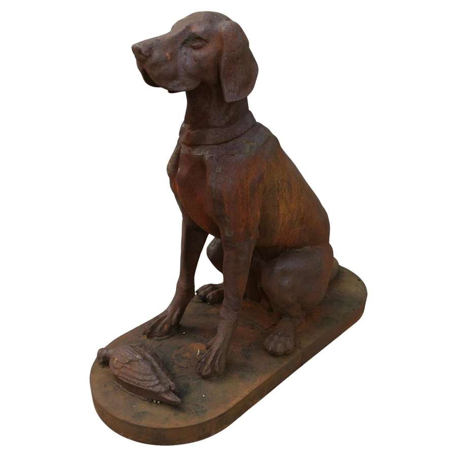 Cast Iron Statue of a Hunting Dog Retrieving a Pheasant   A very proud Chap
