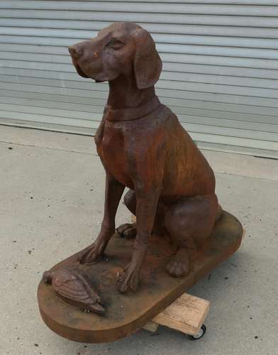 Cast Iron Statue of a Hunting Dog Retrieving a Pheasant A very proud Chap