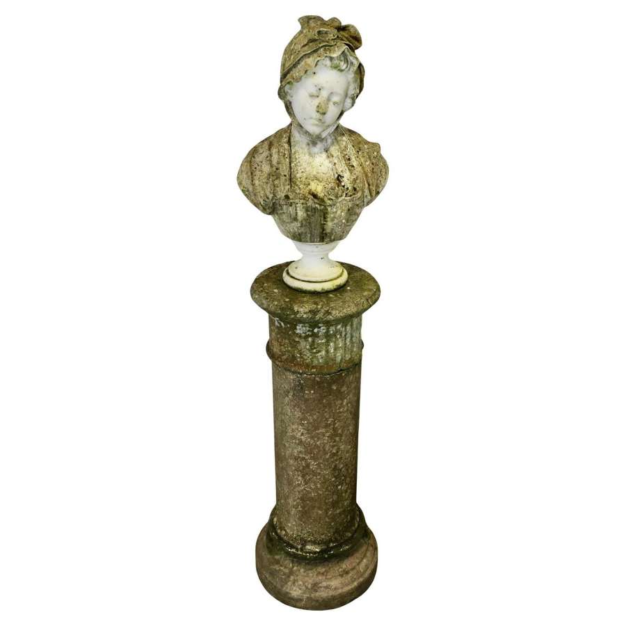 19th Century Carved Carrara Marble Bust after Jean-Baptiste GREUZE