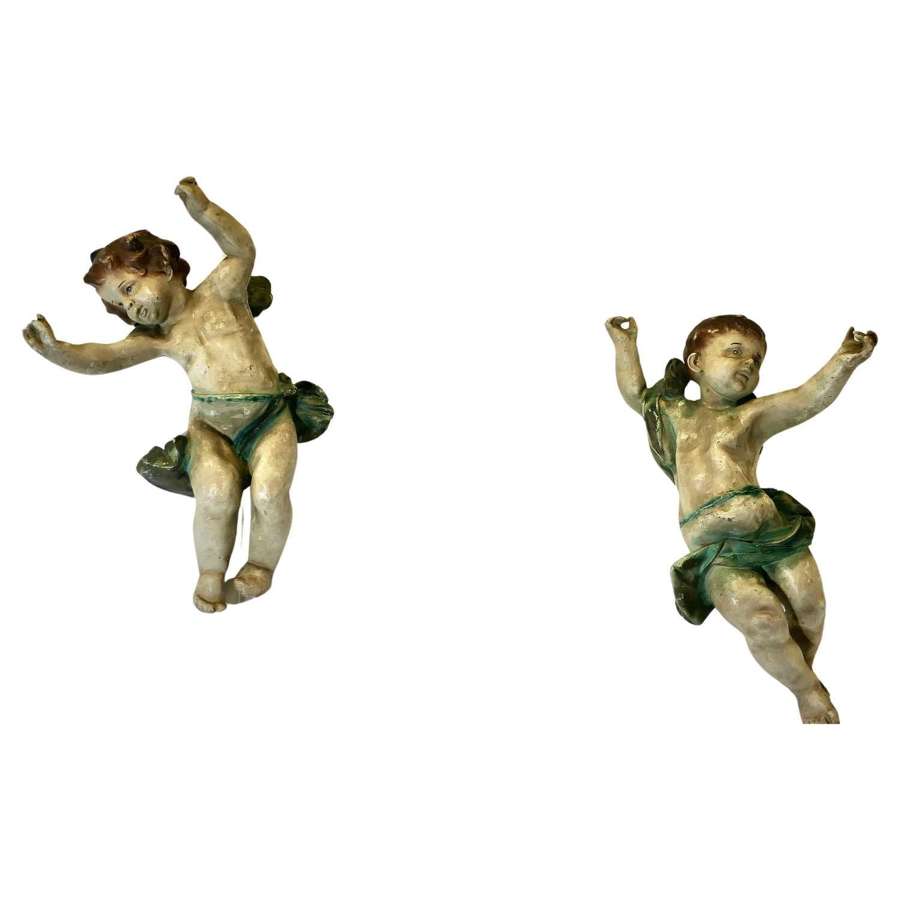A Pair of 19th Century Italian Putti Signed A  2 Baroque figures