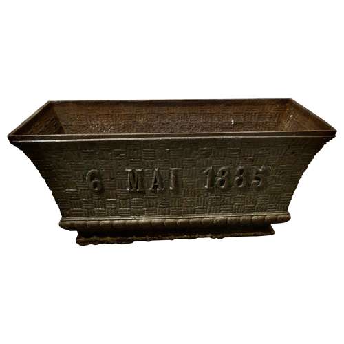 Cast Iron Planter dated 6th Mai 1885  A superb piece with a faux basket weave