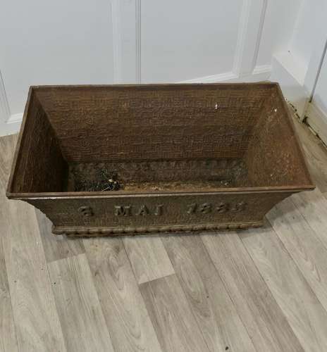 Cast Iron Planter dated 6th Mai 1885 A superb piece with a faux basket weave