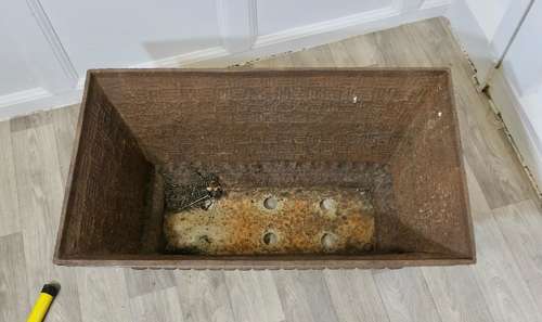 Cast Iron Planter dated 6th Mai 1885 A superb piece with a faux basket weave