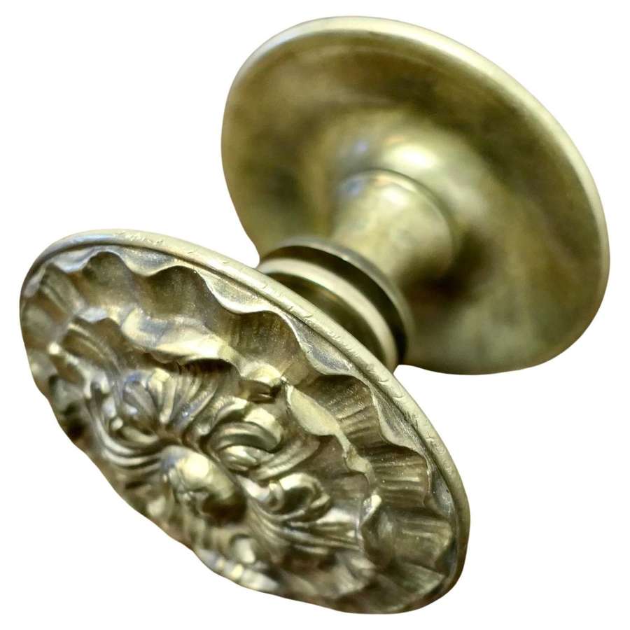 A Pair of Large Embossed Brass Door Knobs  A super pair they are large and heavy