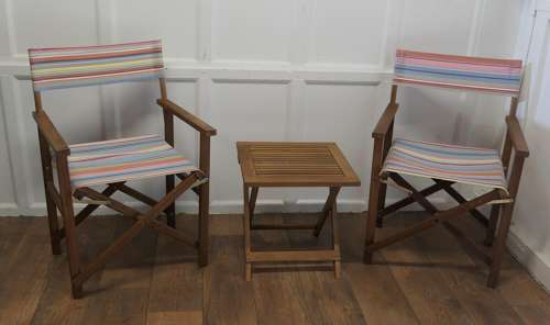 Mid Century set with 2 Directors Chairs and a Coffee Table
