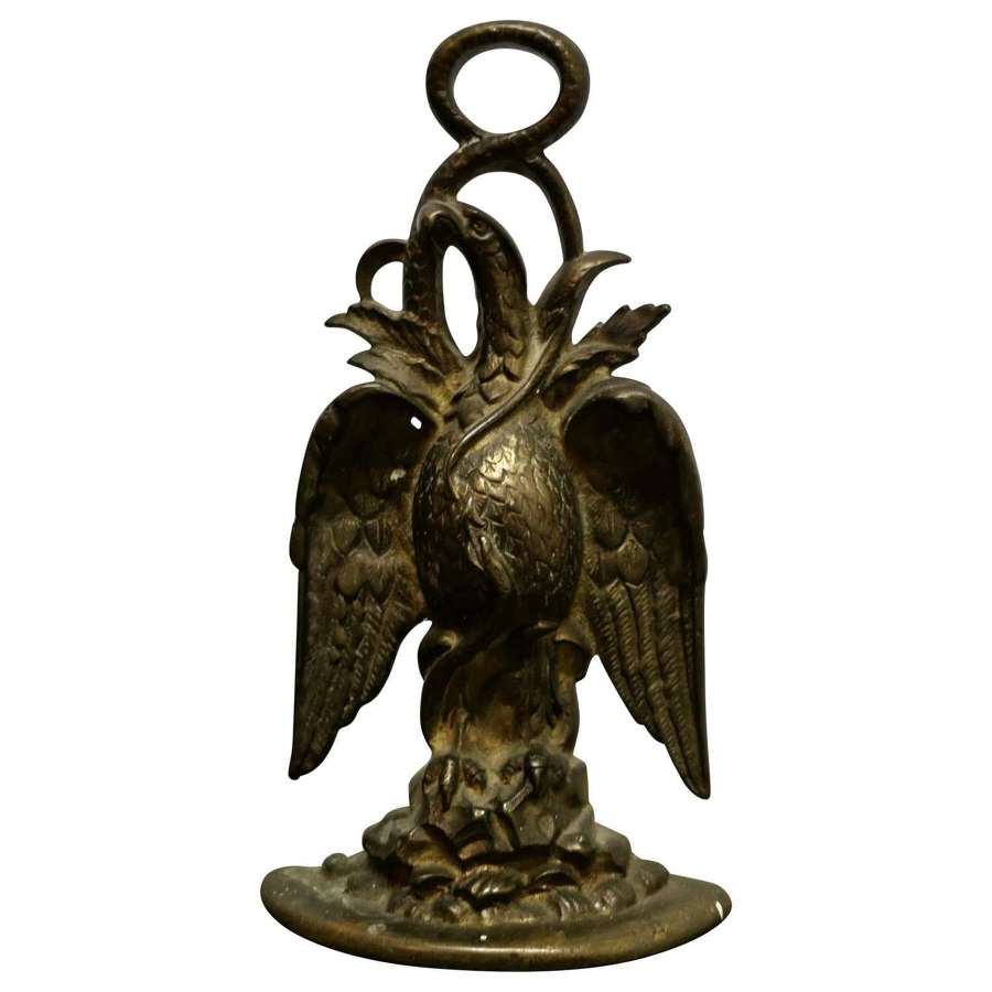 19th Century Eagle %26 Serpent Brass Door Stop   Needless to say a heavy piece