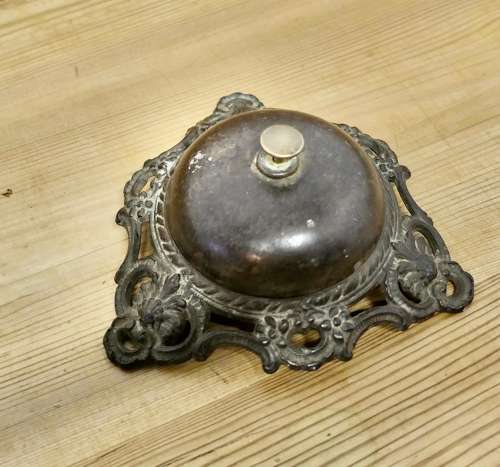Victorian Decorative Iron Courtesy Counter Top Bell, Reception Desk Be
