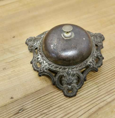 Victorian Decorative Iron Courtesy Counter Top Bell, Reception Desk Be