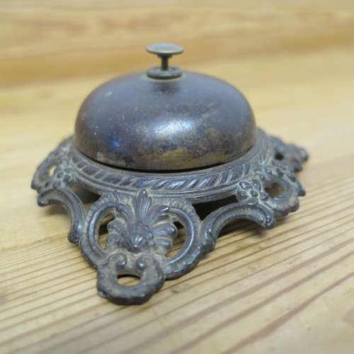 Victorian Decorative Iron Courtesy Counter Top Bell, Reception Desk Be