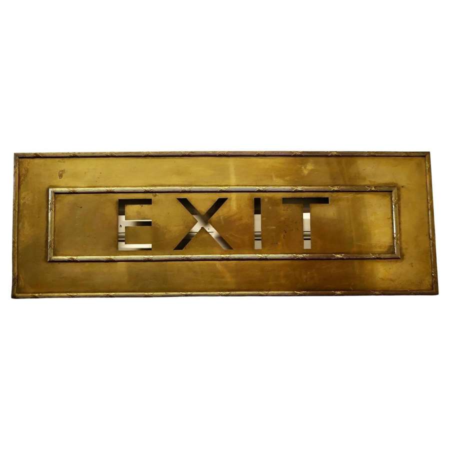 Very Large Gold Brass Odeon Cinema EXIT Sign   A great piece of nostalgia