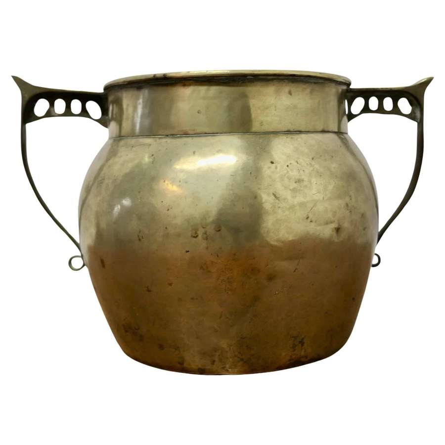Art Nouveau Brass Planter   This is a lovely big beaten brass pot