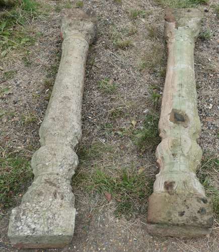 A Pair of Ancient Corinthian Type Stone Columns