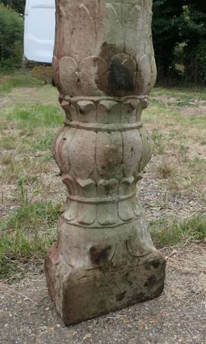 A Pair of Ancient Corinthian Type Stone Columns