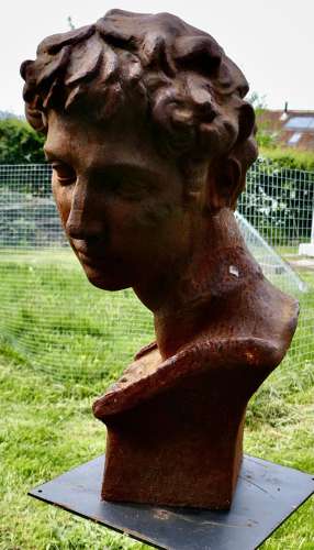 Weathered Cast Iron Statue of Michelangelo's David
