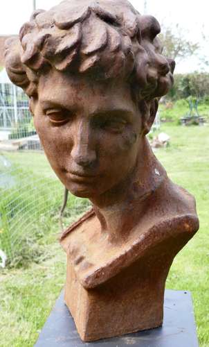 Weathered Cast Iron Statue of Michelangelo's David