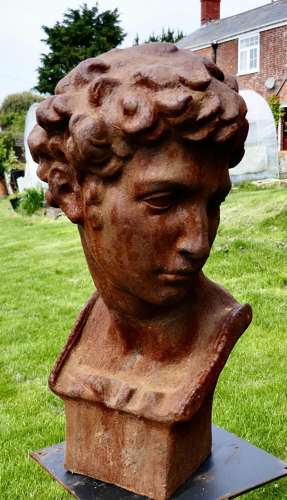 Weathered Cast Iron Statue of Michelangelo's David
