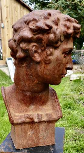 Weathered Cast Iron Statue of Michelangelo's David