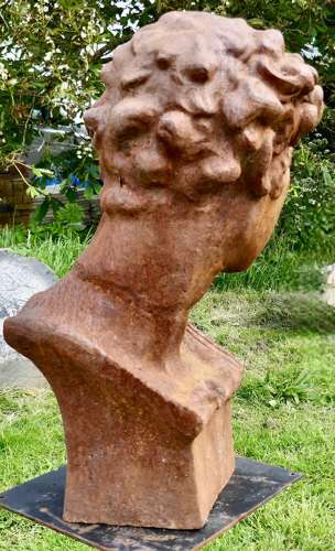 Weathered Cast Iron Statue of Michelangelo's David