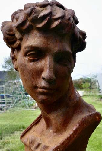 Weathered Cast Iron Statue of Michelangelo's David
