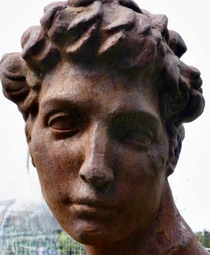 Weathered Cast Iron Statue of Michelangelo's David