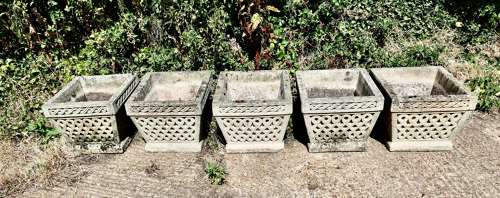 Set of 6 Classical Basket Weave Garden Planters