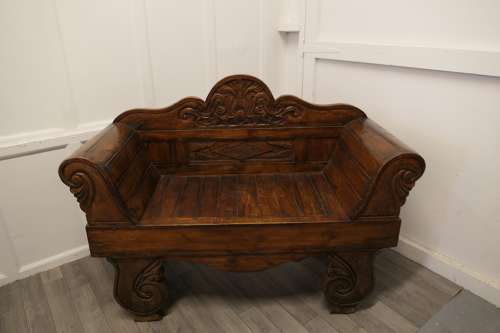 Teak Carved Settee, Bench