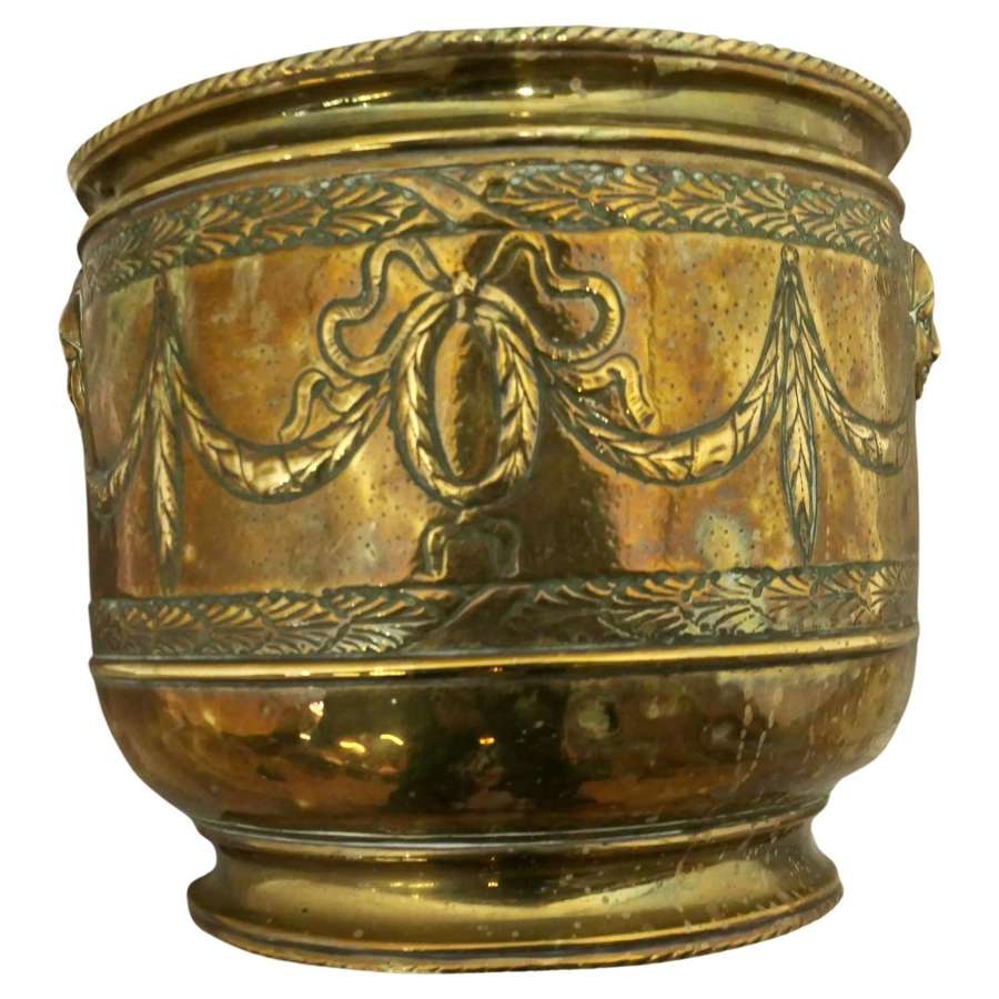 Large 19th Century Brass Jardini&egrave;re with Faces