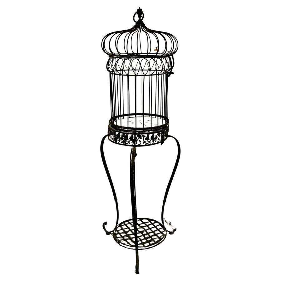 Wrought Iron Birdcage on Stand, Plant Display