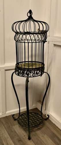 Wrought Iron Birdcage on Stand, Plant Display