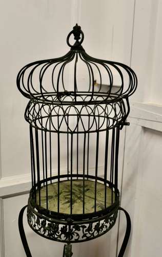 Wrought Iron Birdcage on Stand, Plant Display