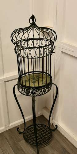Wrought Iron Birdcage on Stand, Plant Display