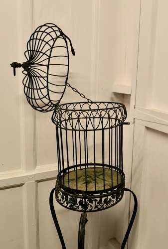 Wrought Iron Birdcage on Stand, Plant Display
