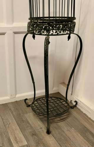 Wrought Iron Birdcage on Stand, Plant Display