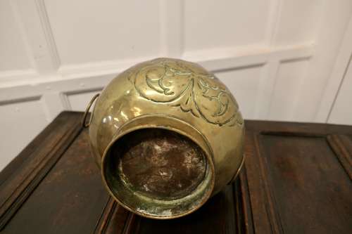 Large Victorian Brass Jardinière, Lions Mask Planter