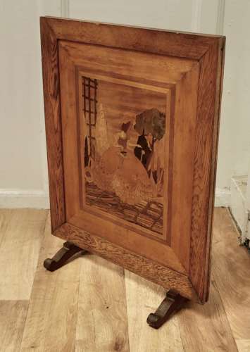 Arts and Crafts Marquetry Fire Screen