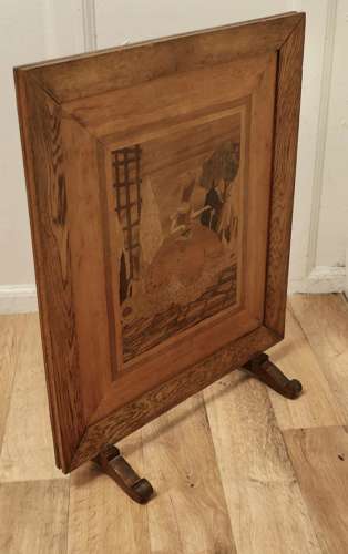 Arts and Crafts Marquetry Fire Screen