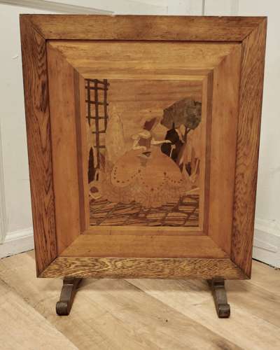 Arts and Crafts Marquetry Fire Screen