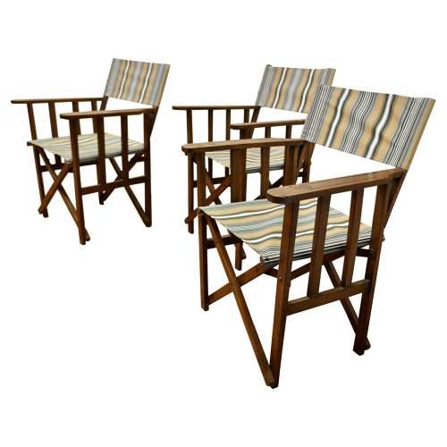 Set of 3  Edwardian Canvas Directors Chairs, Loft and Garden Style Cha