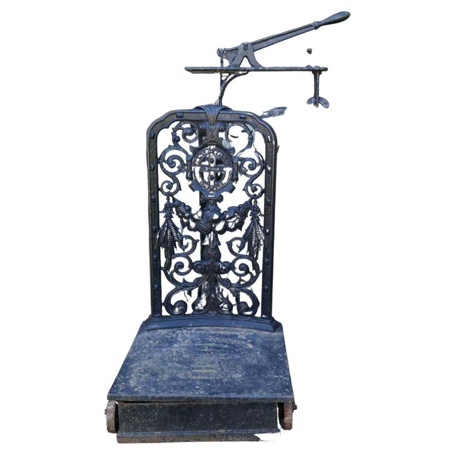 Ornate 19th Century Agricultural Sack Scales by Bartlett %26 Son, Bris