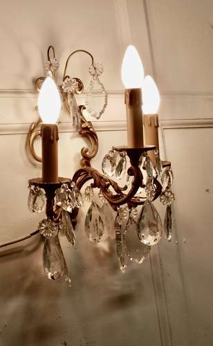 Pair of French Triple Wall Light Chandeliers