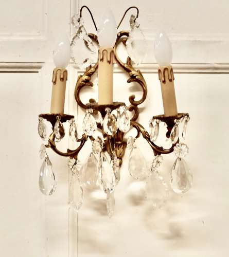 Pair of French Triple Wall Light Chandeliers