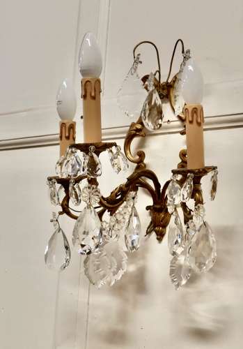 Pair of French Triple Wall Light Chandeliers