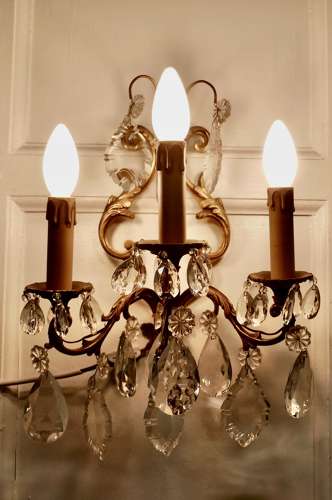 Pair of French Triple Wall Light Chandeliers