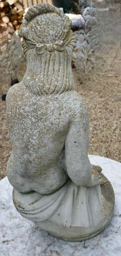 Old Weathered Statue of the Goddess Tyche Holding a Snake