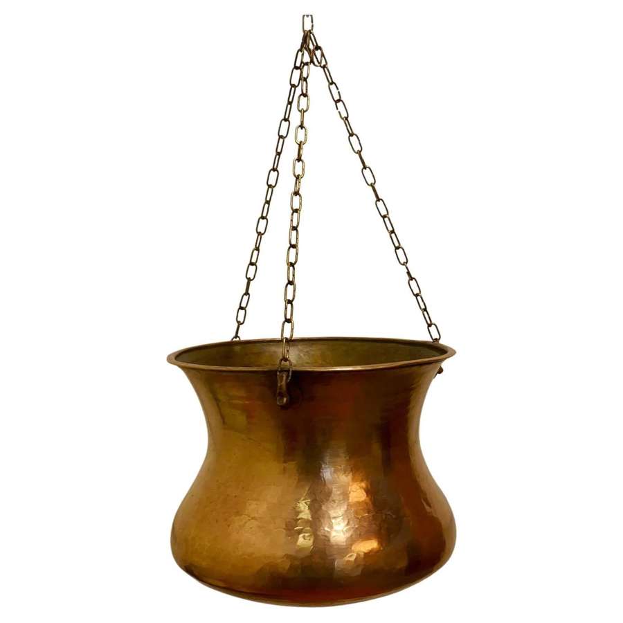 19th Century Hand Beaten Brass Cooking Pot, Cauldron