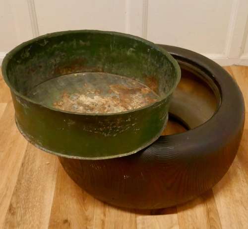 Large Japanese Sculptured Wood Brazier with Liner
