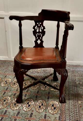 Chunky Georgian Style Mahogany Corner Arm Chair