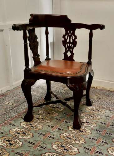 Chunky Georgian Style Mahogany Corner Arm Chair