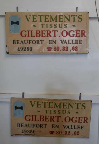 2 French Market Haberdashery Stall Hanging Signs
